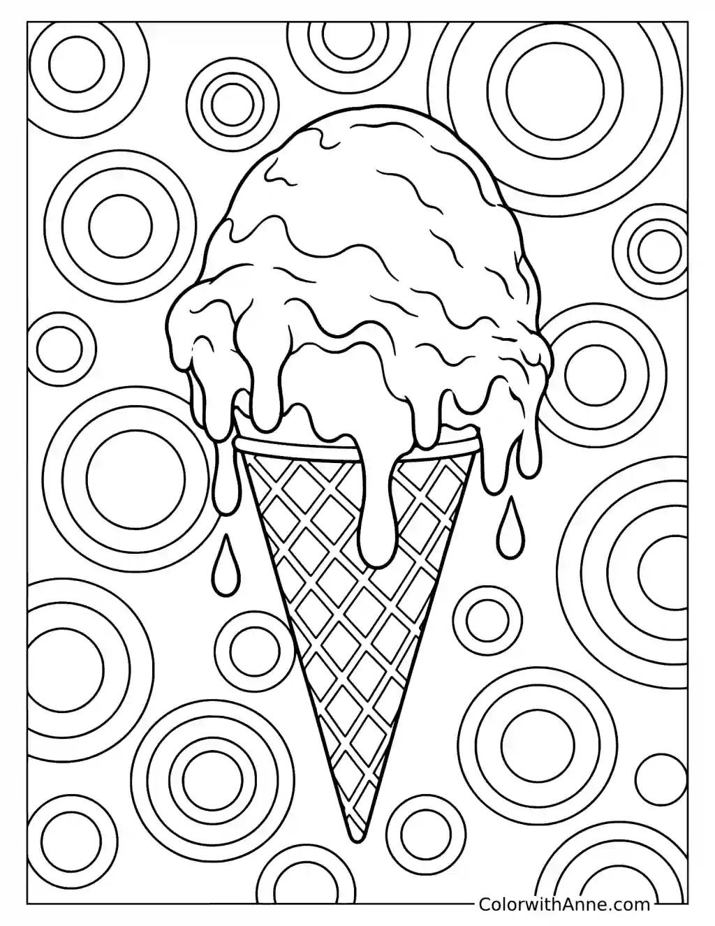 Melting Ice Cream Drip Coloring Page