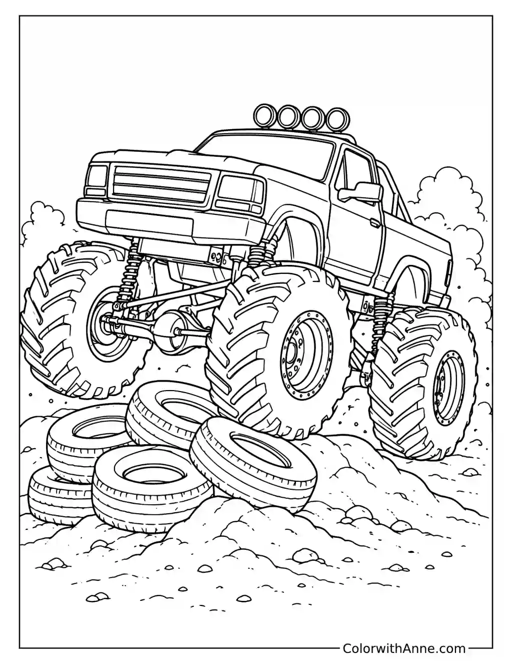 Monster Car Crushing Obstacles Coloring Page