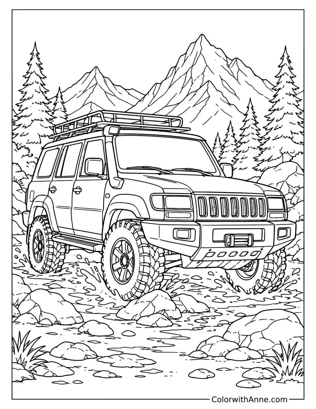 Off-Road Car Adventure Coloring Page