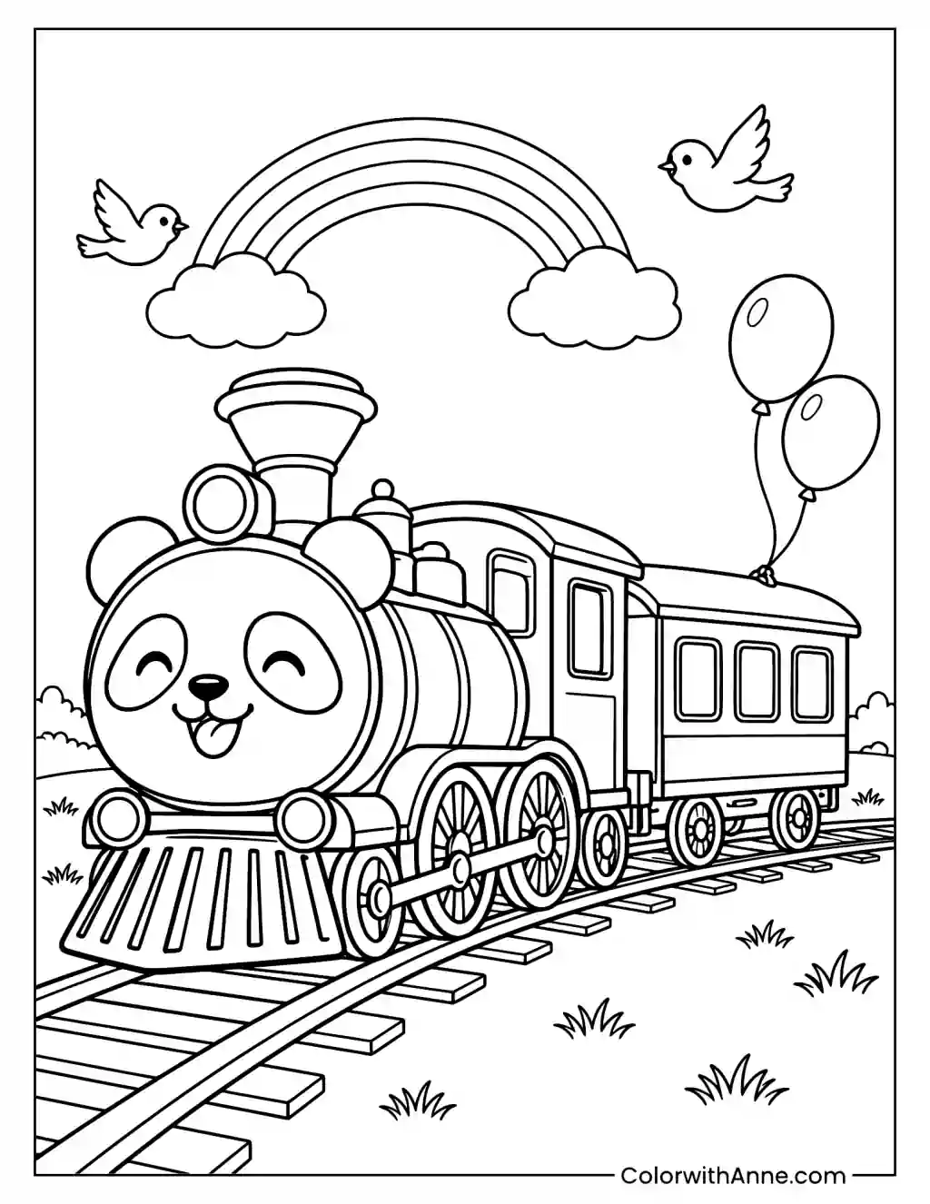 Panda Express Train Coloring Page