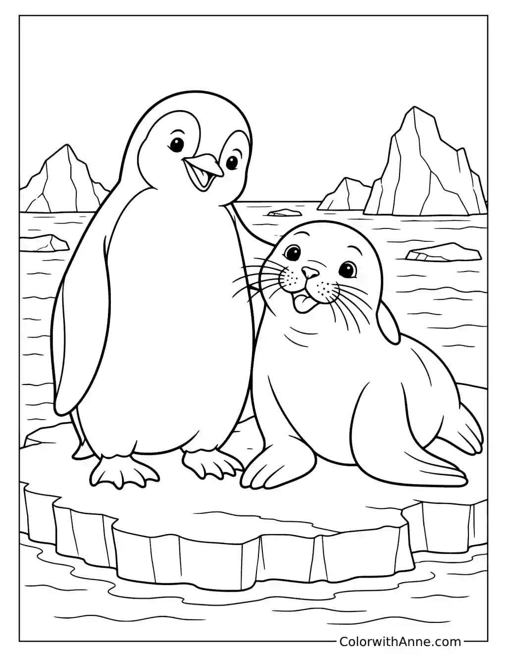Penguin and Seal BFF Coloring Page