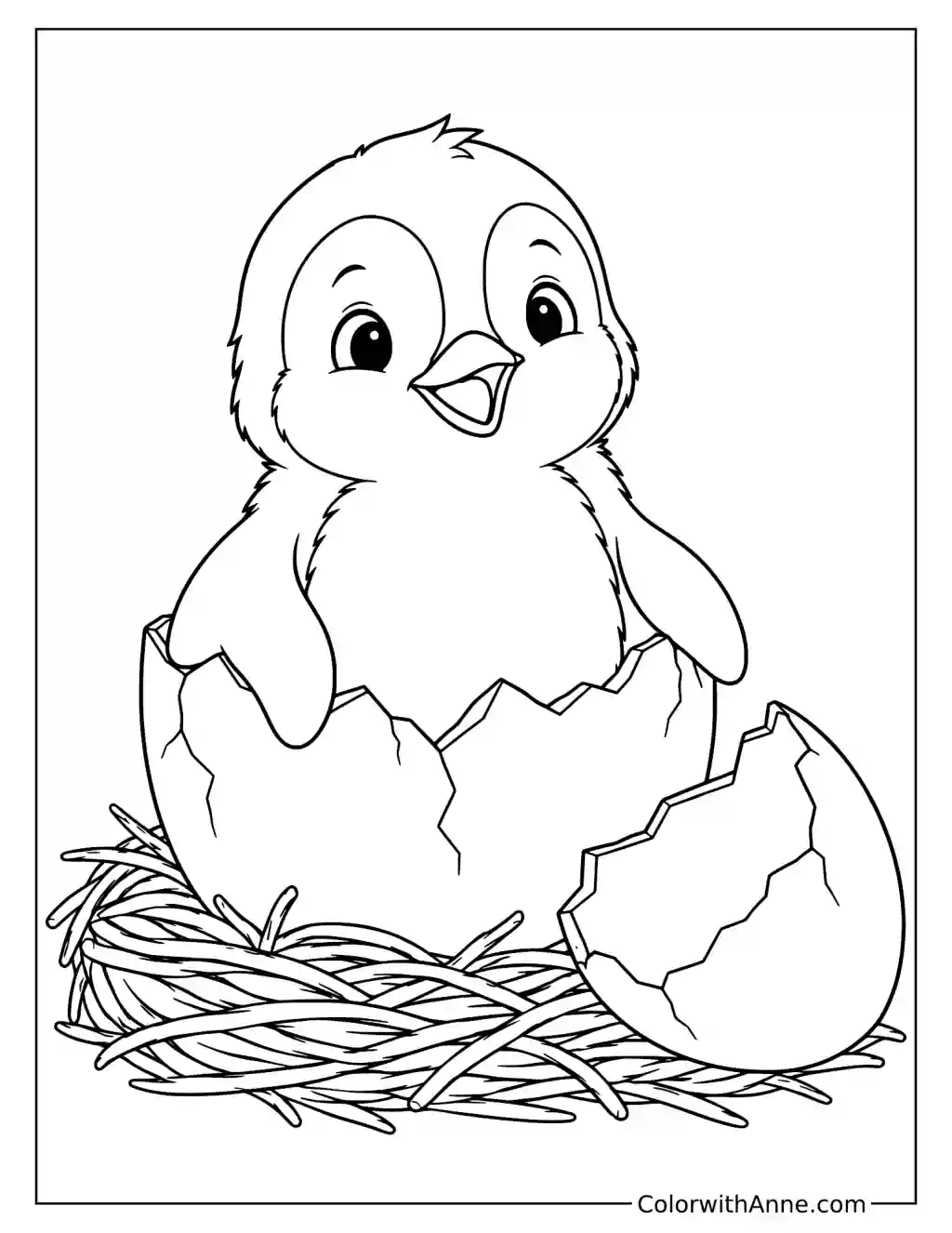 Penguin Hatching from an Egg Coloring Page