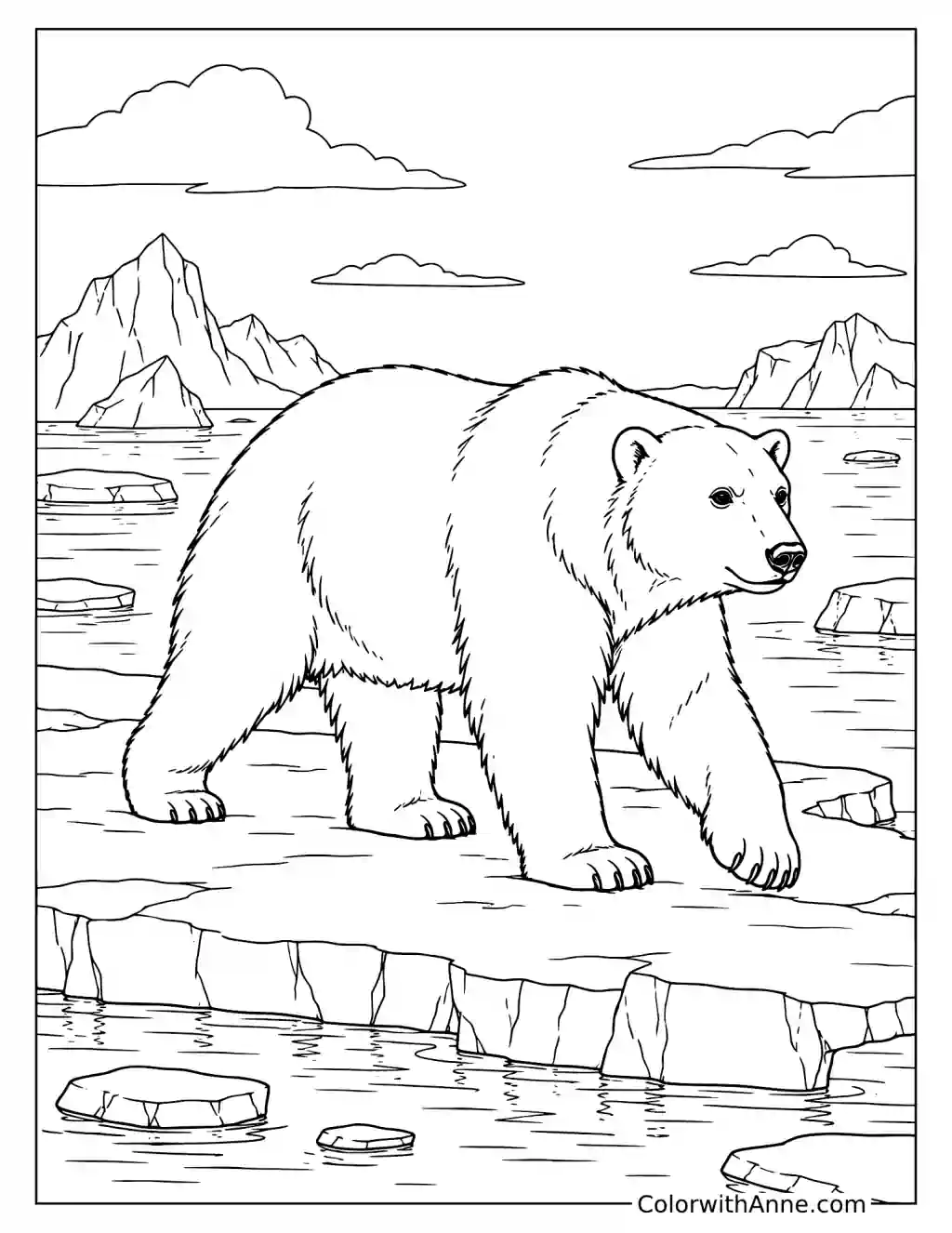 Polar Bear on Ice Coloring Page