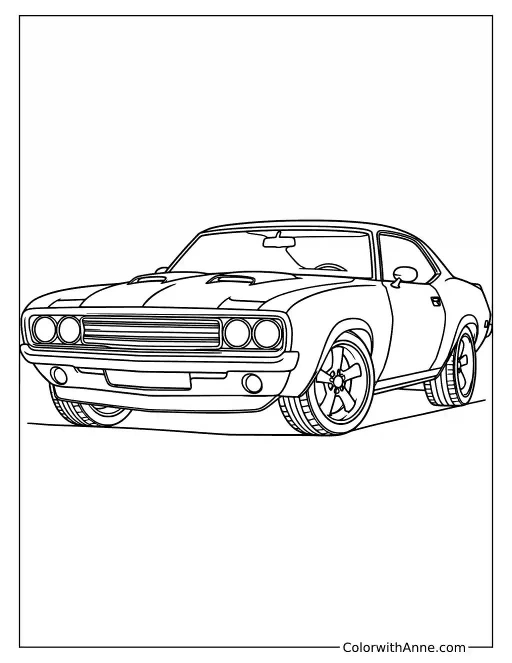Powerful Muscle Car Coloring Page