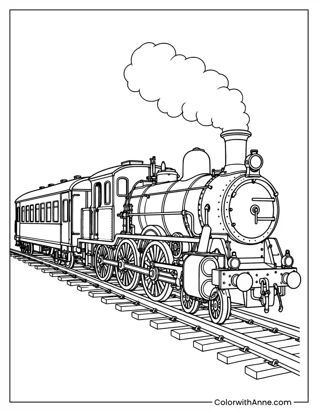Realistic Train Coloring Page