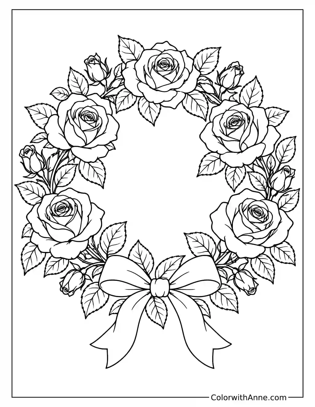 Rose Wreath Valentine’s Day Coloring Page