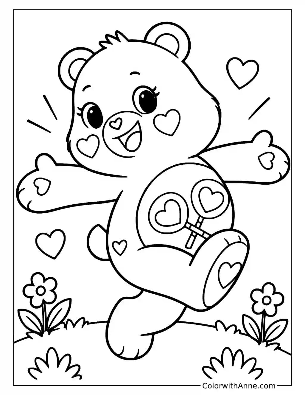 Share Bear Dancing with Open Arms Coloring Page