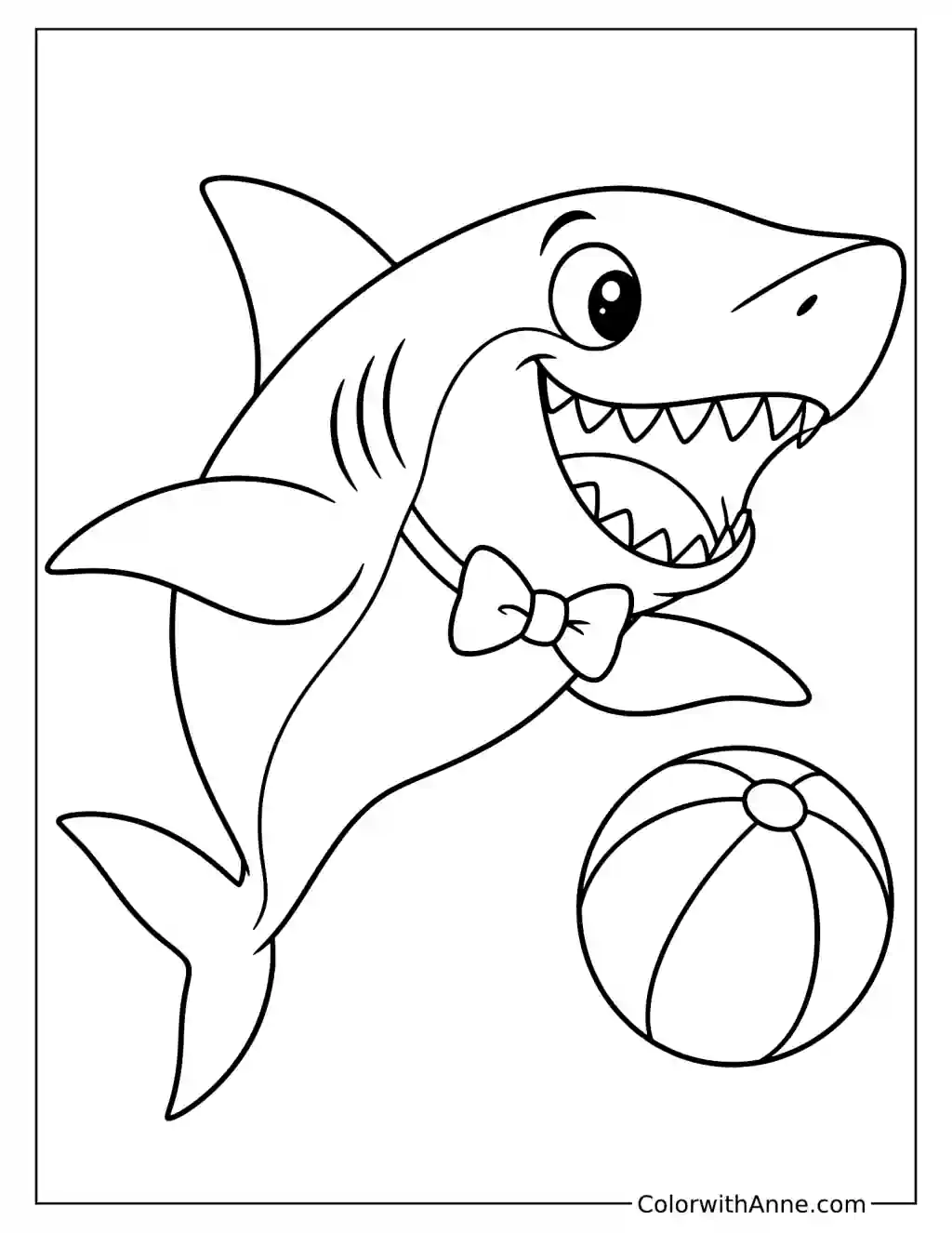 Shark with a Bow Tie Coloring Page