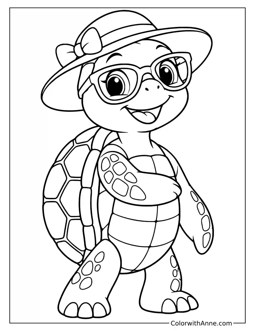 Simple Beach Turtle Coloring Page for Kids