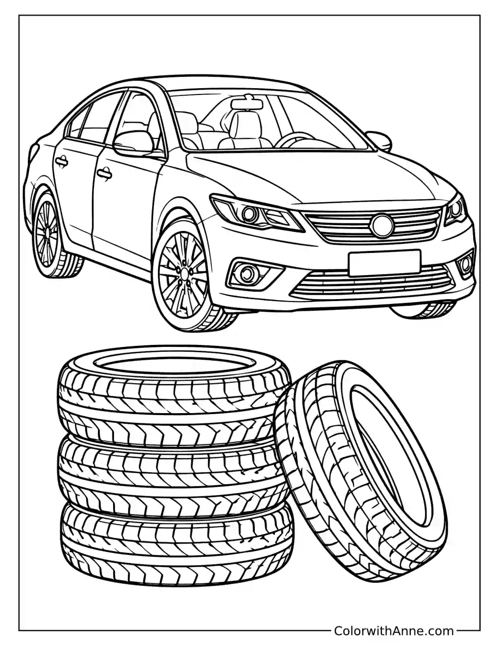 Simple Car Outline Coloring Page for Kids