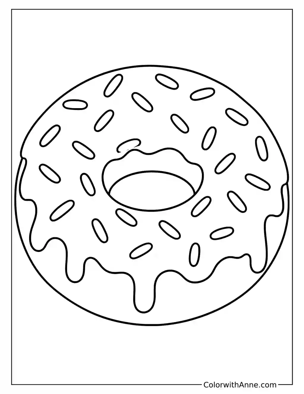 Simple Donut Coloring Page for Kids