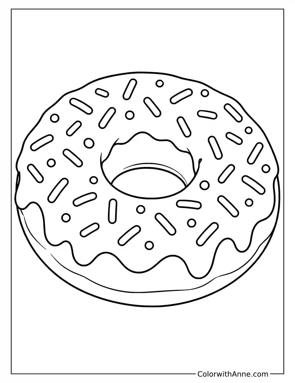 Simple Donut with Sprinkles Coloring Page