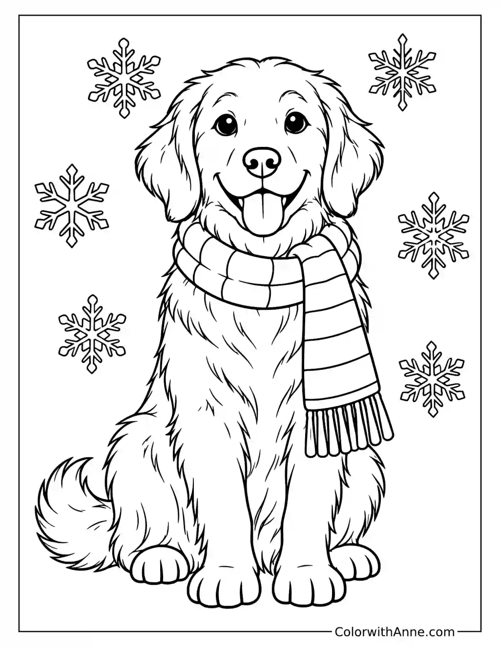 Simple Winter Dog Coloring Page