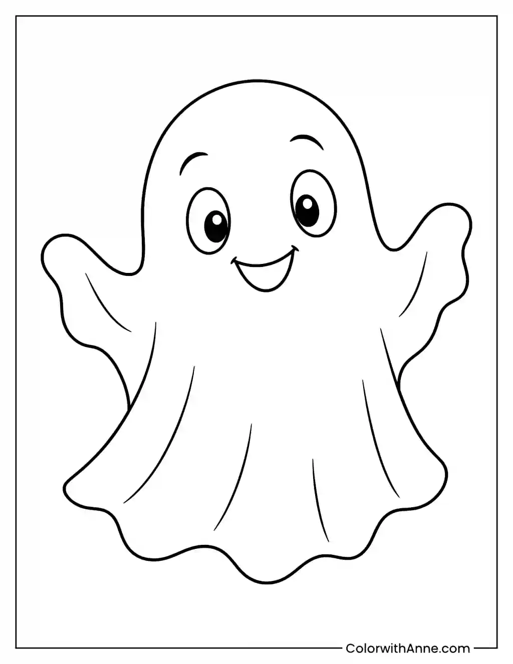 Smiling Little Ghost Coloring Page