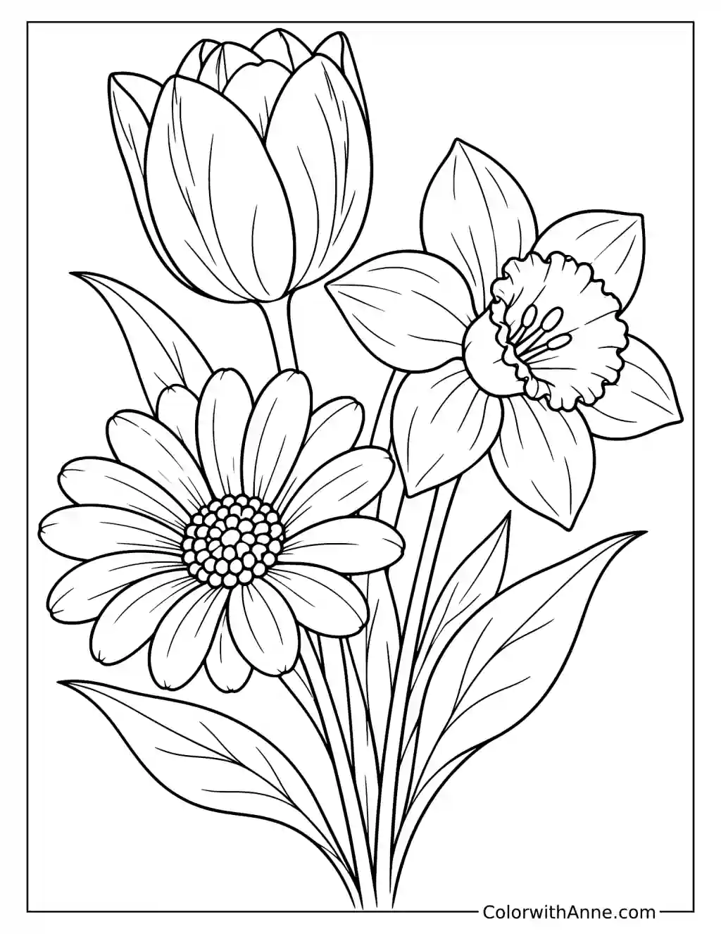 Spring Flowers Coloring Page