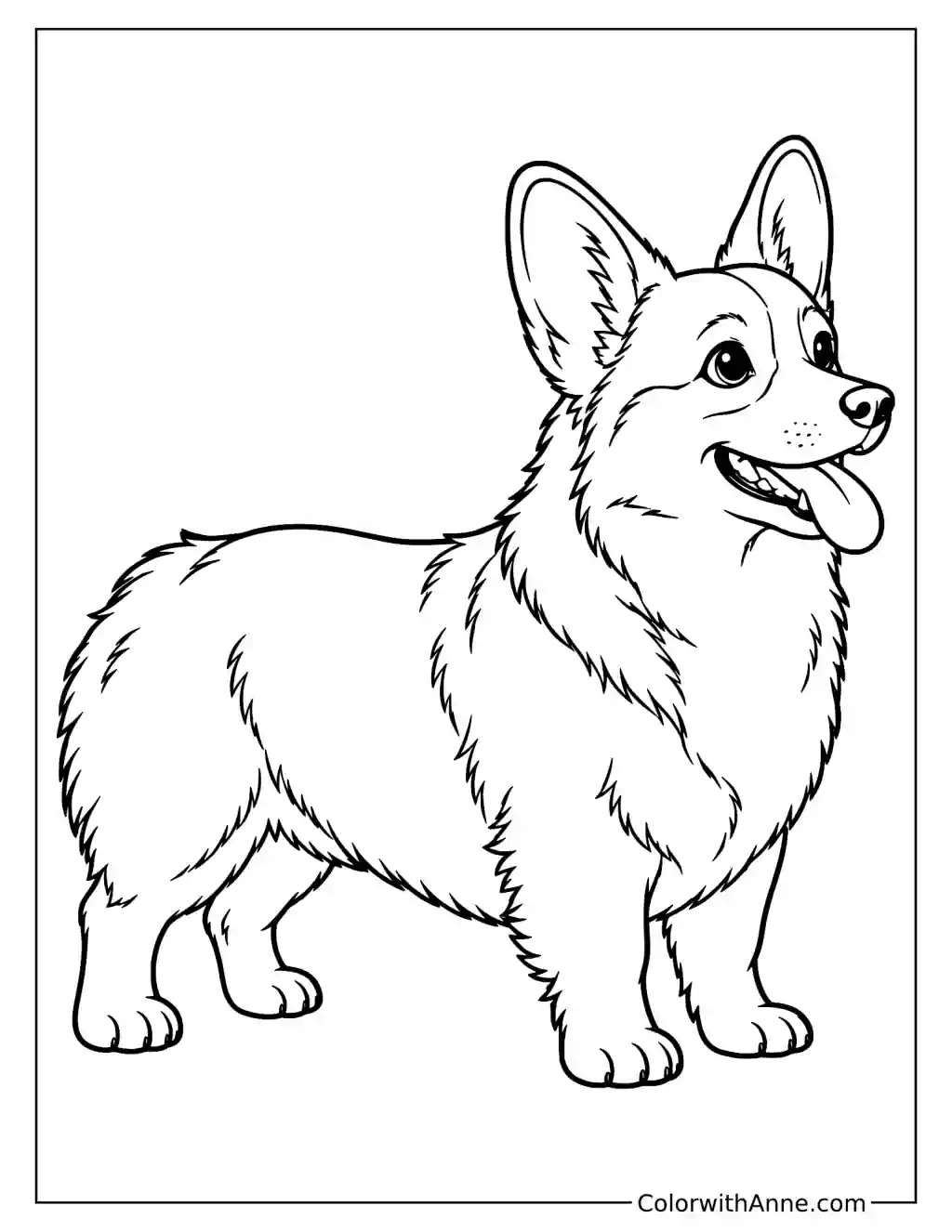 Standing Corgi Dog Coloring Page