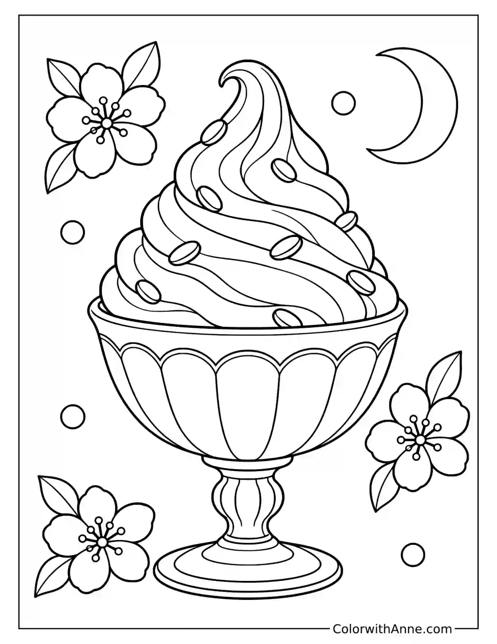 Swirled Ice Cream in a Cup Coloring Page