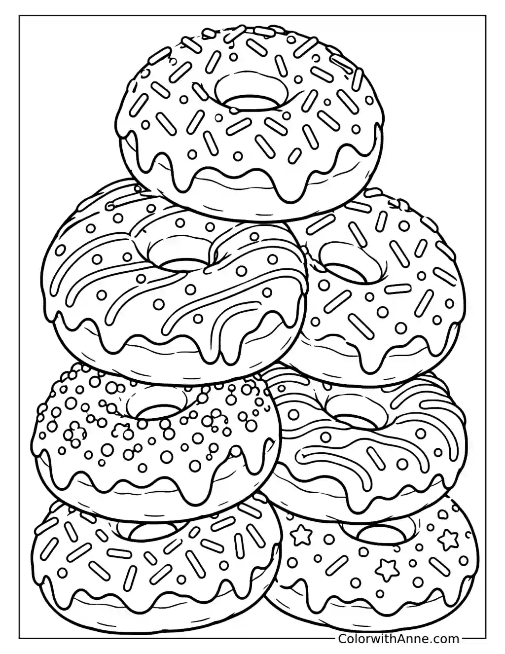 Tower of Donuts Coloring Page