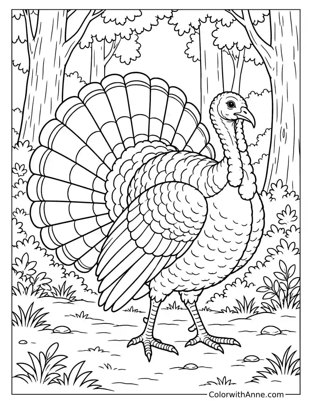 Turkey in the Forest Coloring Page