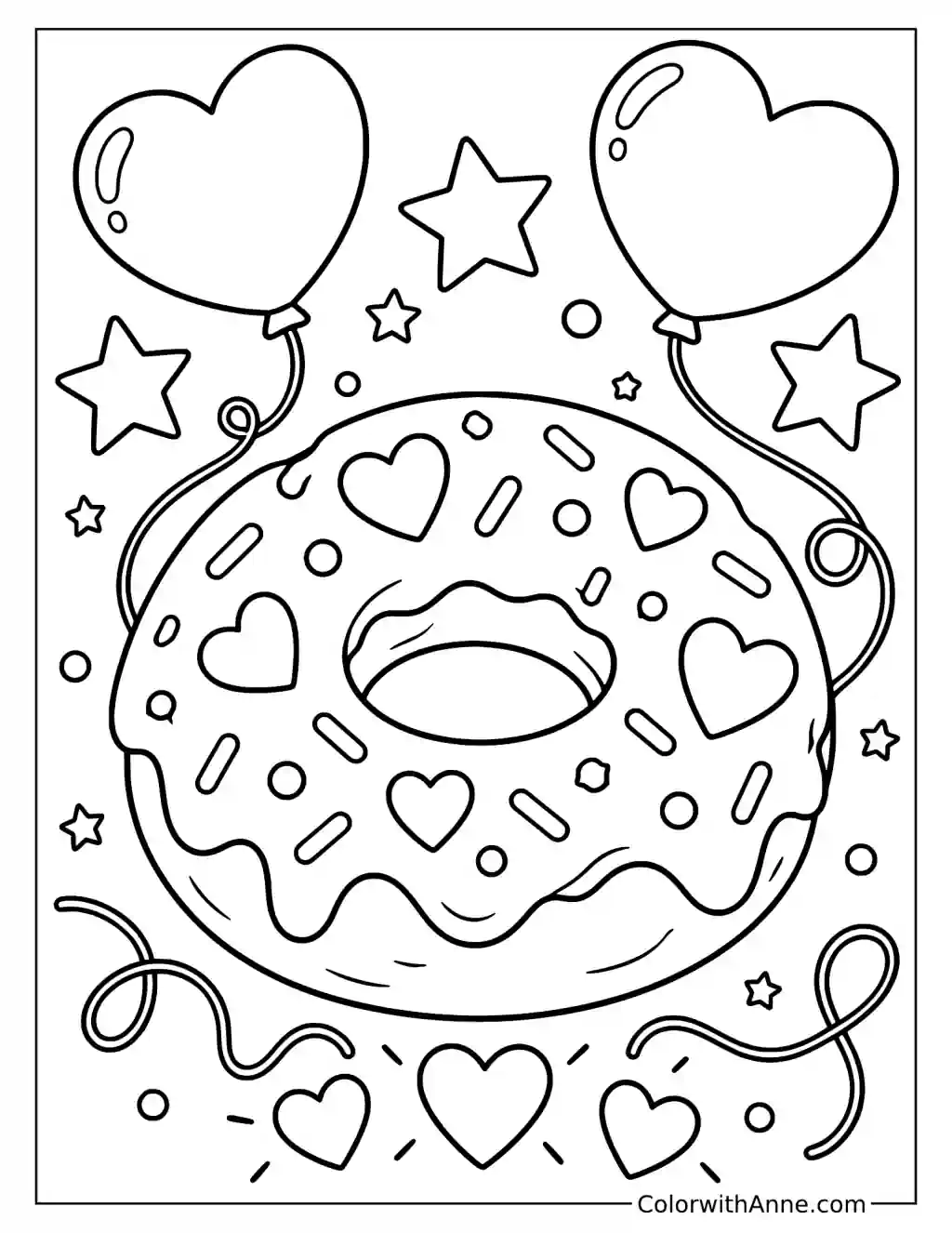 Valentine's Day Donut Coloring Page
