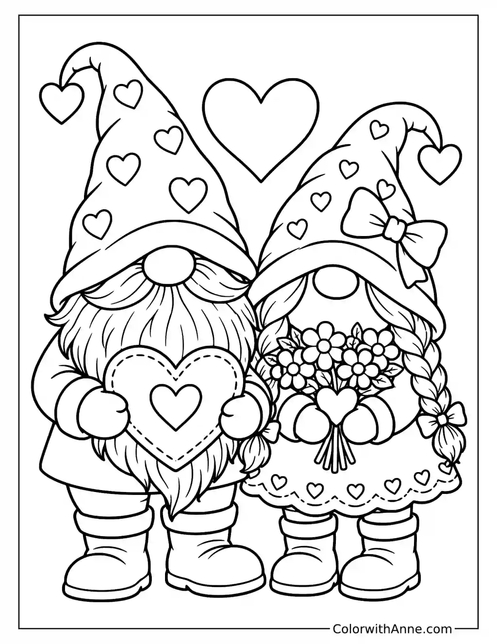 Valentine’s Day Gnomes Coloring Page