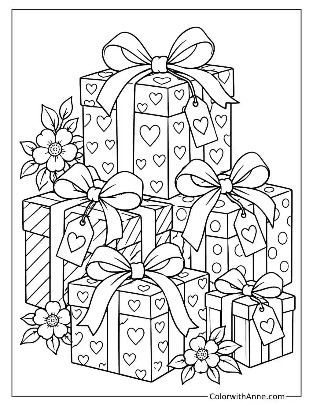 Valentine’s Day Presents Coloring Sheet