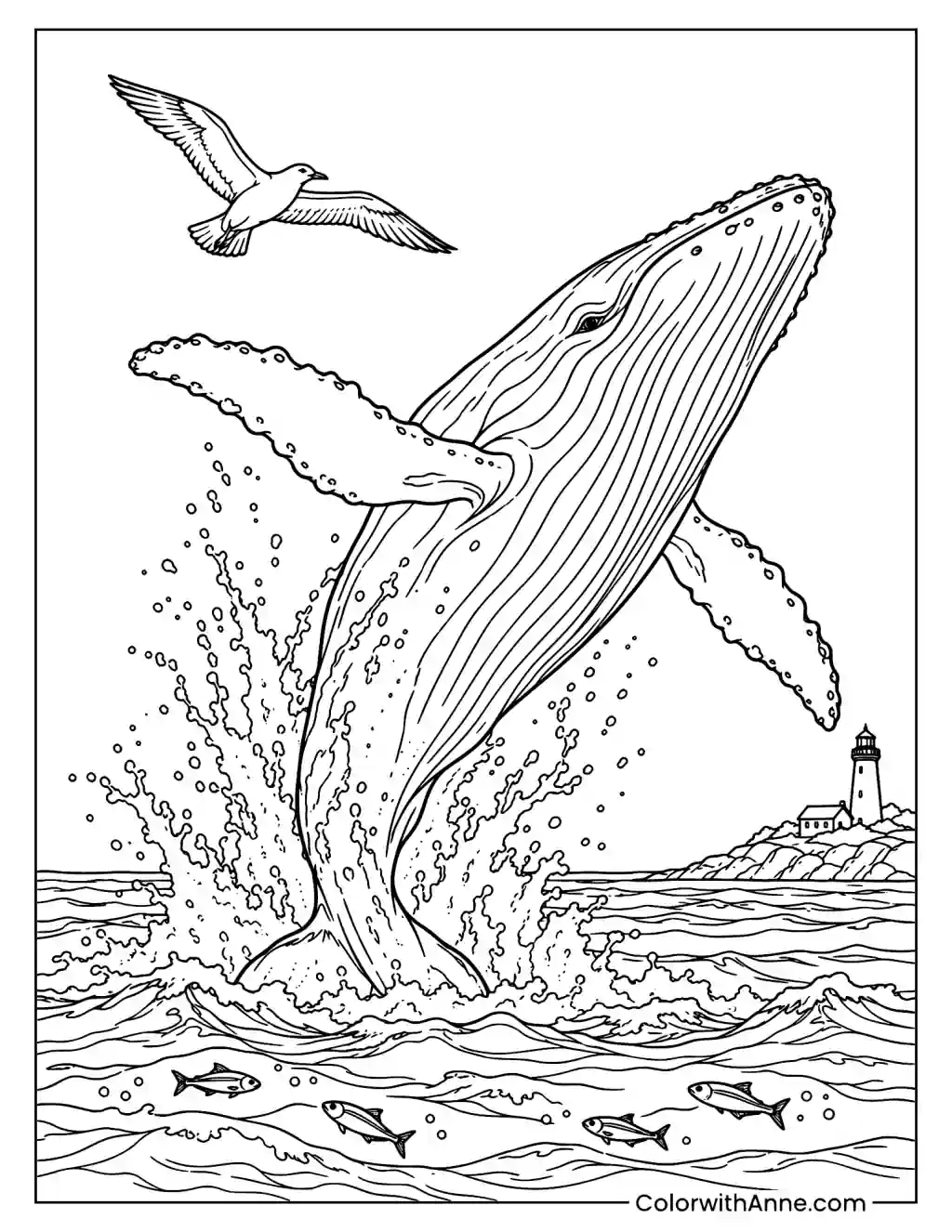 Whale Breaching Coloring Page