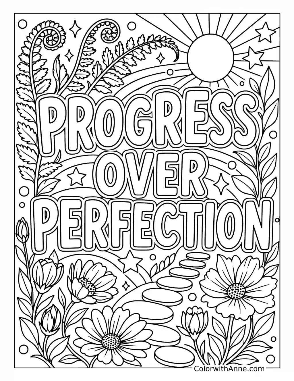 Progress over Perfection coloring page