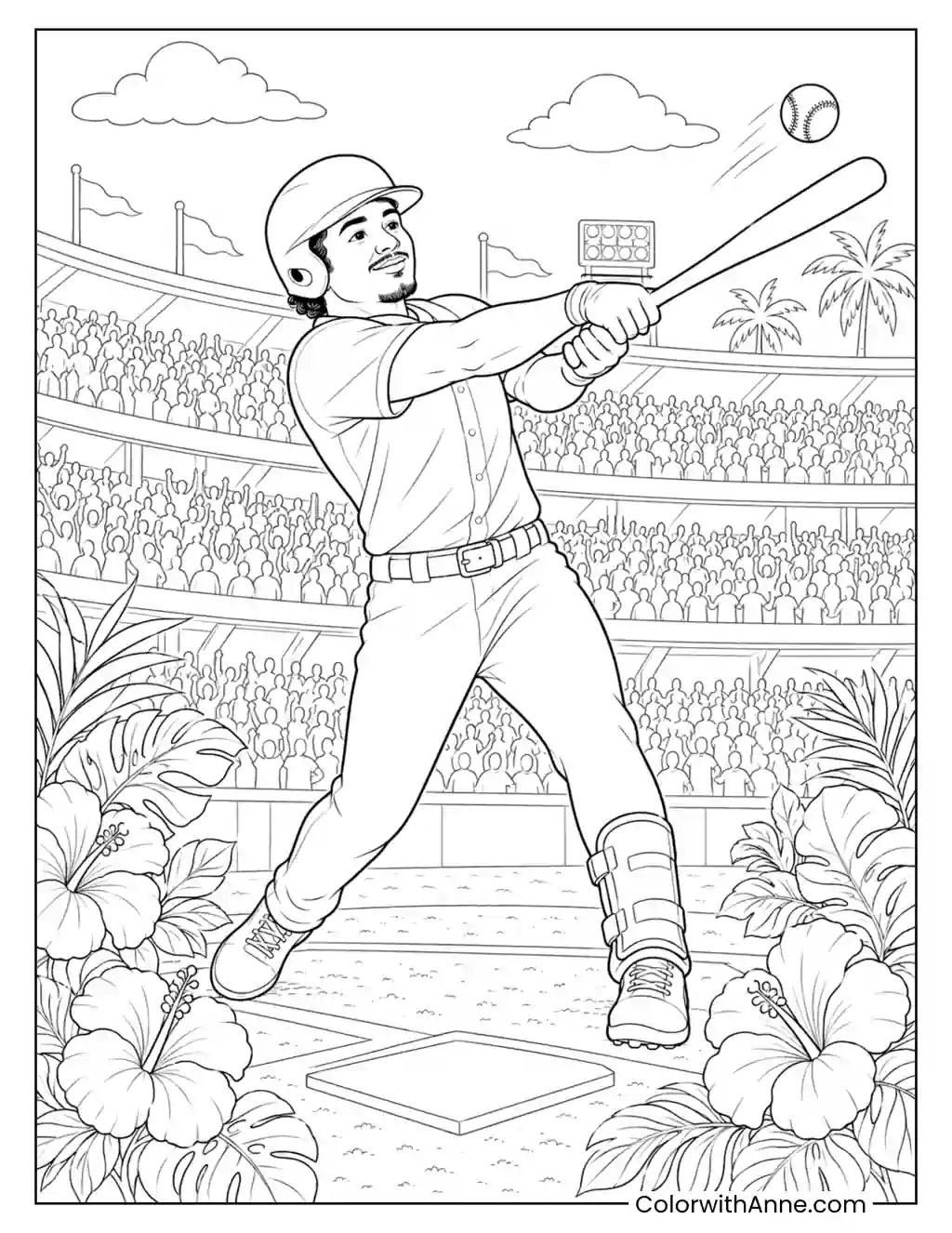 Puerto Rican Baseball Hero coloring page