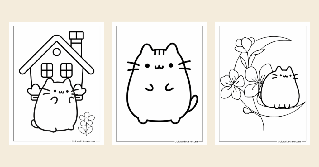 pusheen coloring pages banner