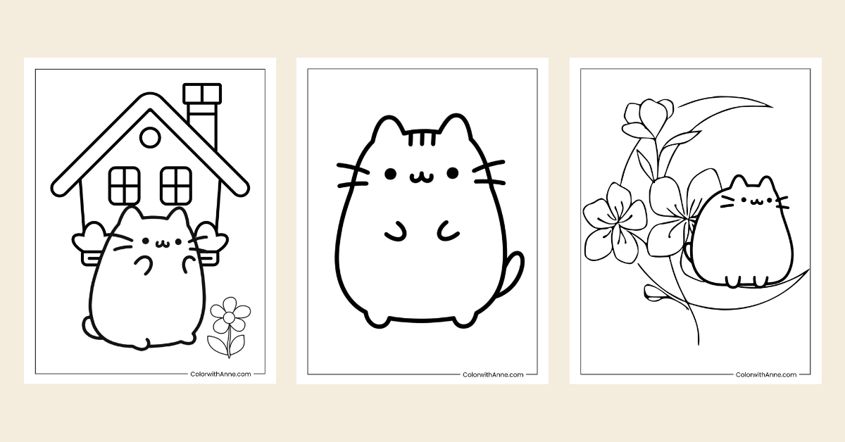 pusheen coloring pages banner