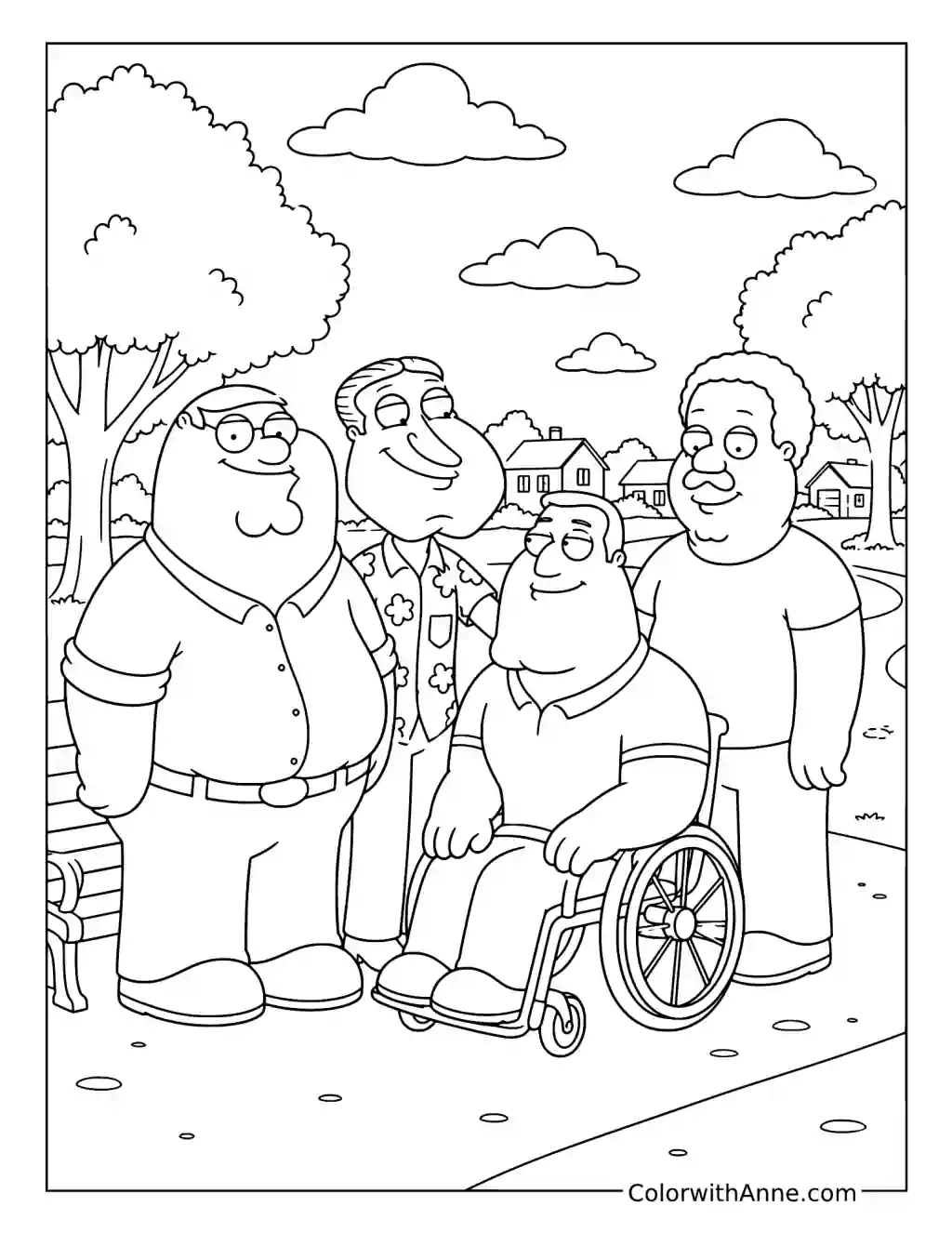 Quahog Friends in the Park coloring page