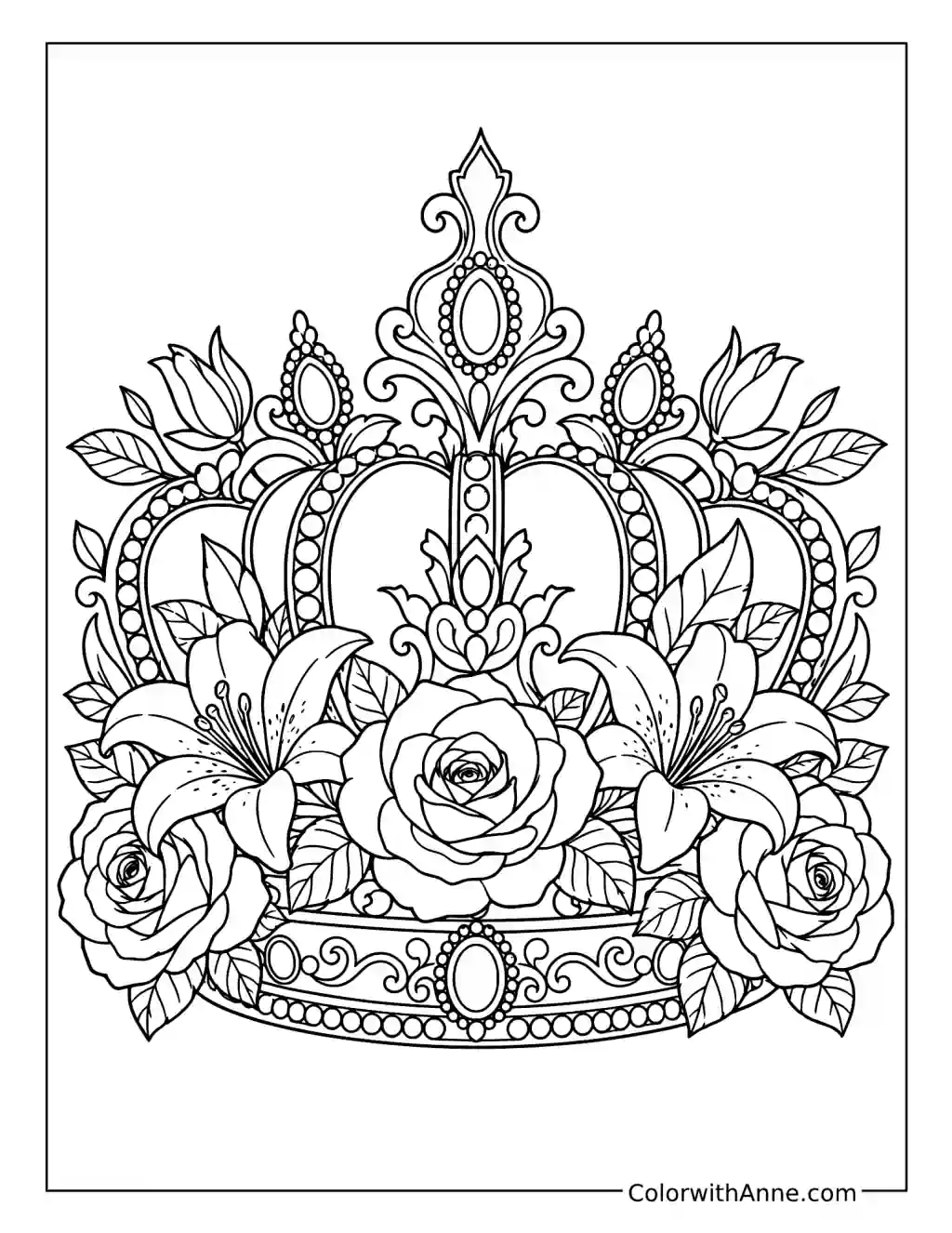Queen's Floral Crown coloring page
