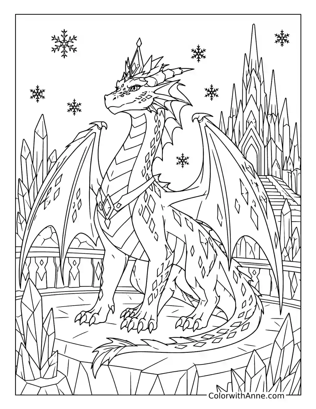 Queen Snowfall at the Ice Palace coloring page
