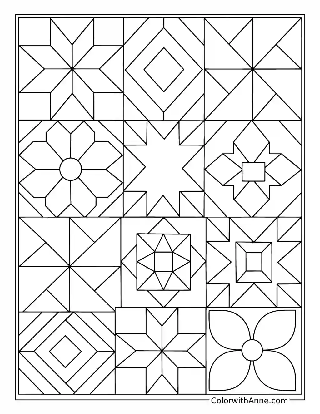 Quilt Geometry Pattern coloring page