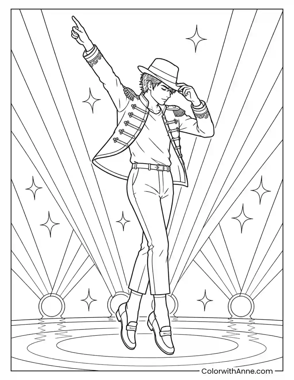 Radiant Stage Pose coloring page