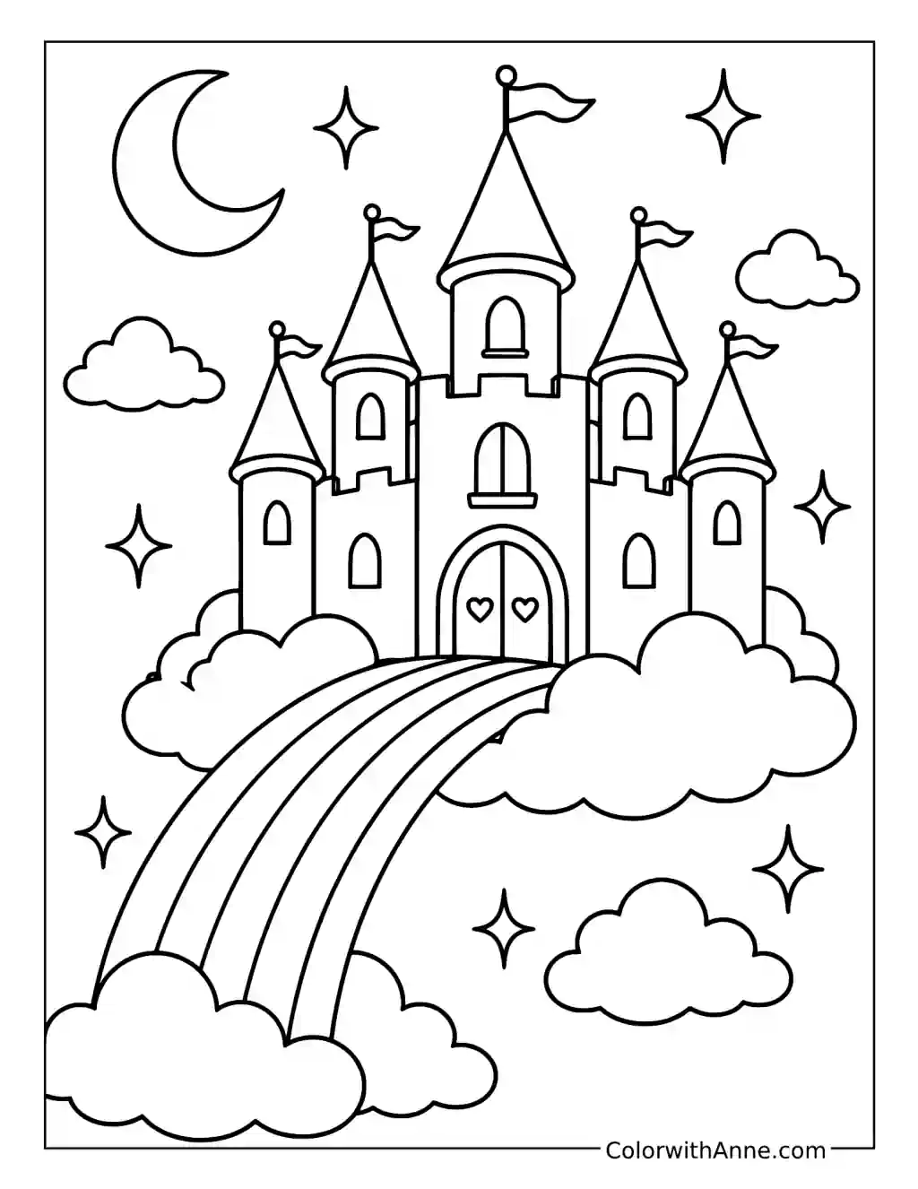 Rainbow Bridge Cloud Castle coloring page