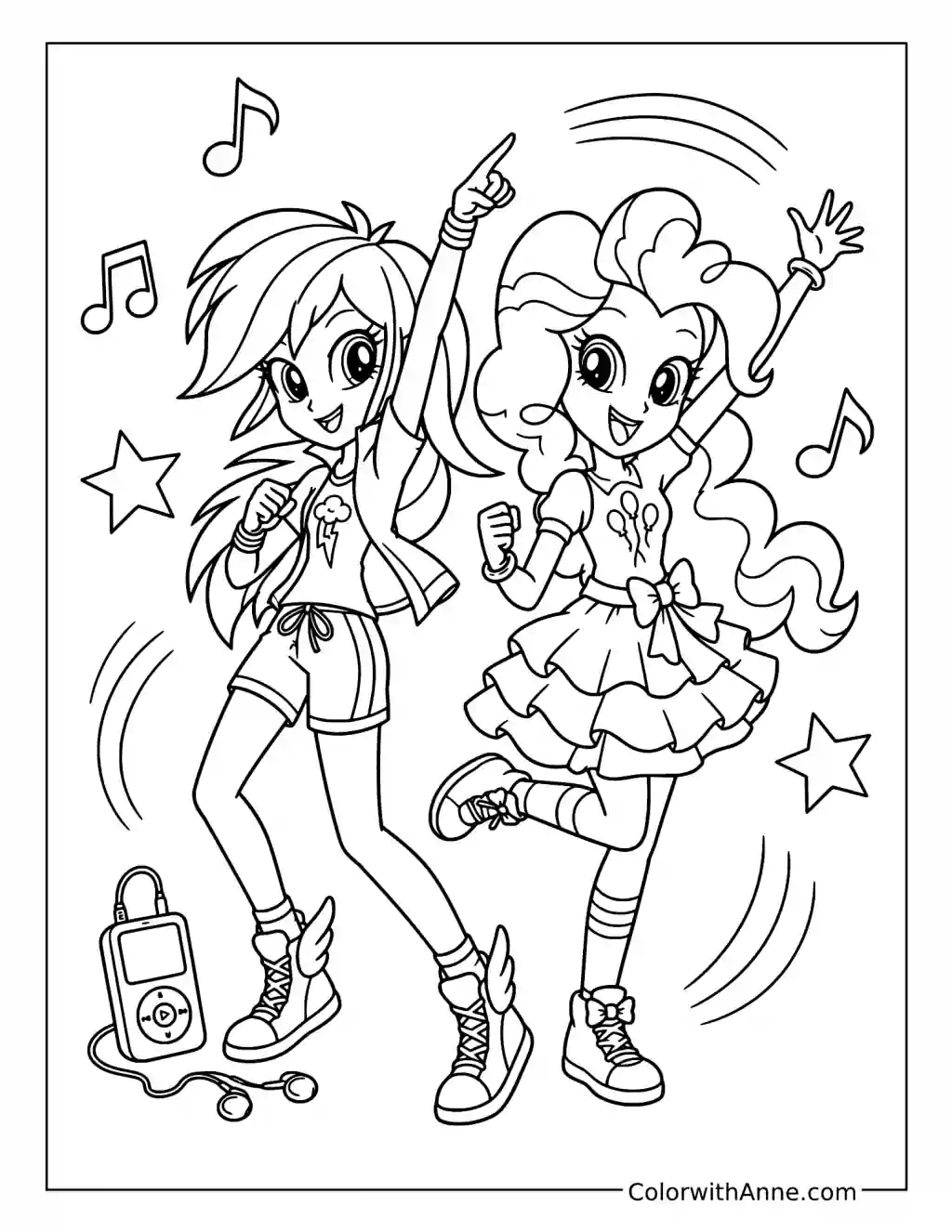 Rainbow Dash and Pinkie Pie Dancing coloring page
