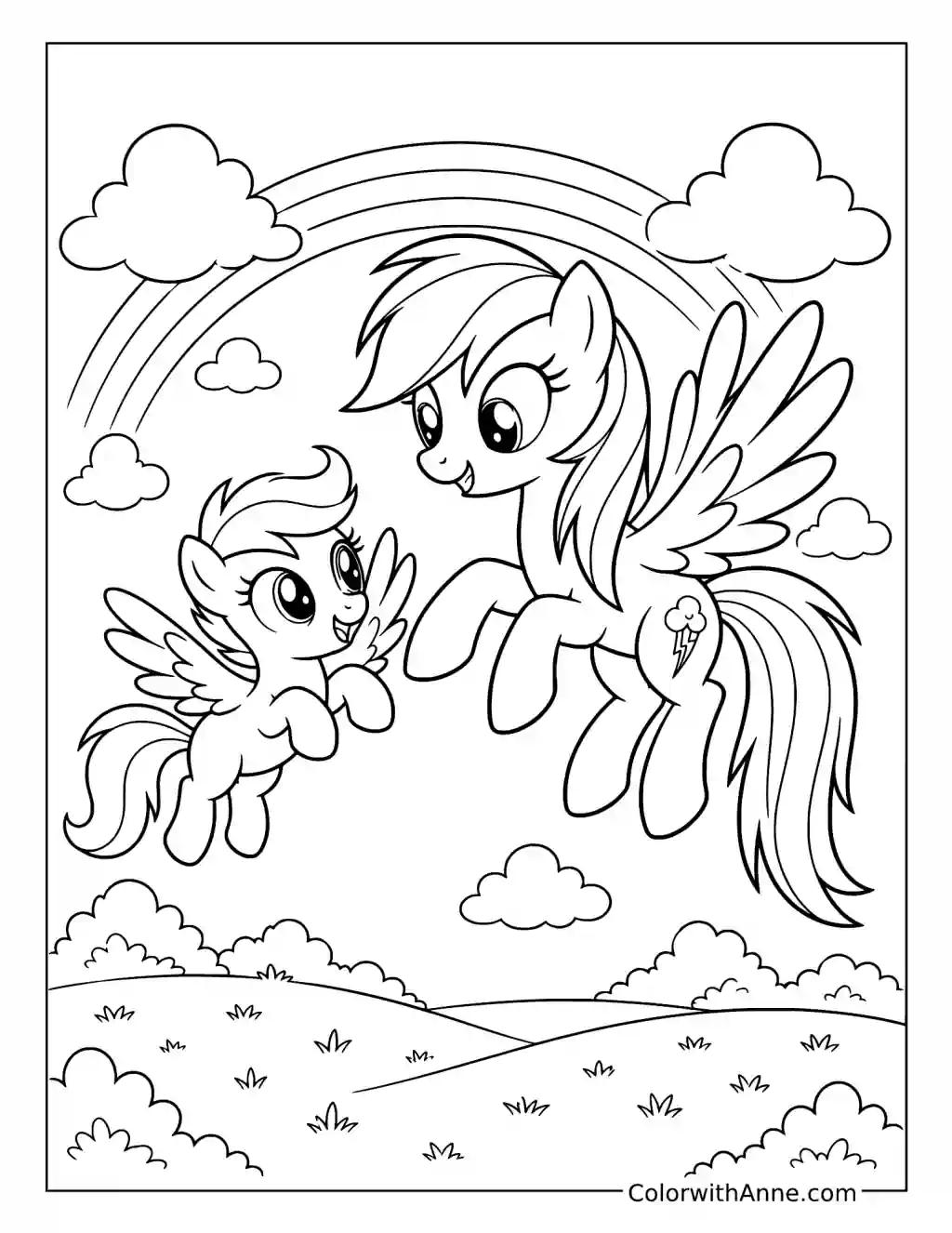 Rainbow Dash and Scootaloo coloring page