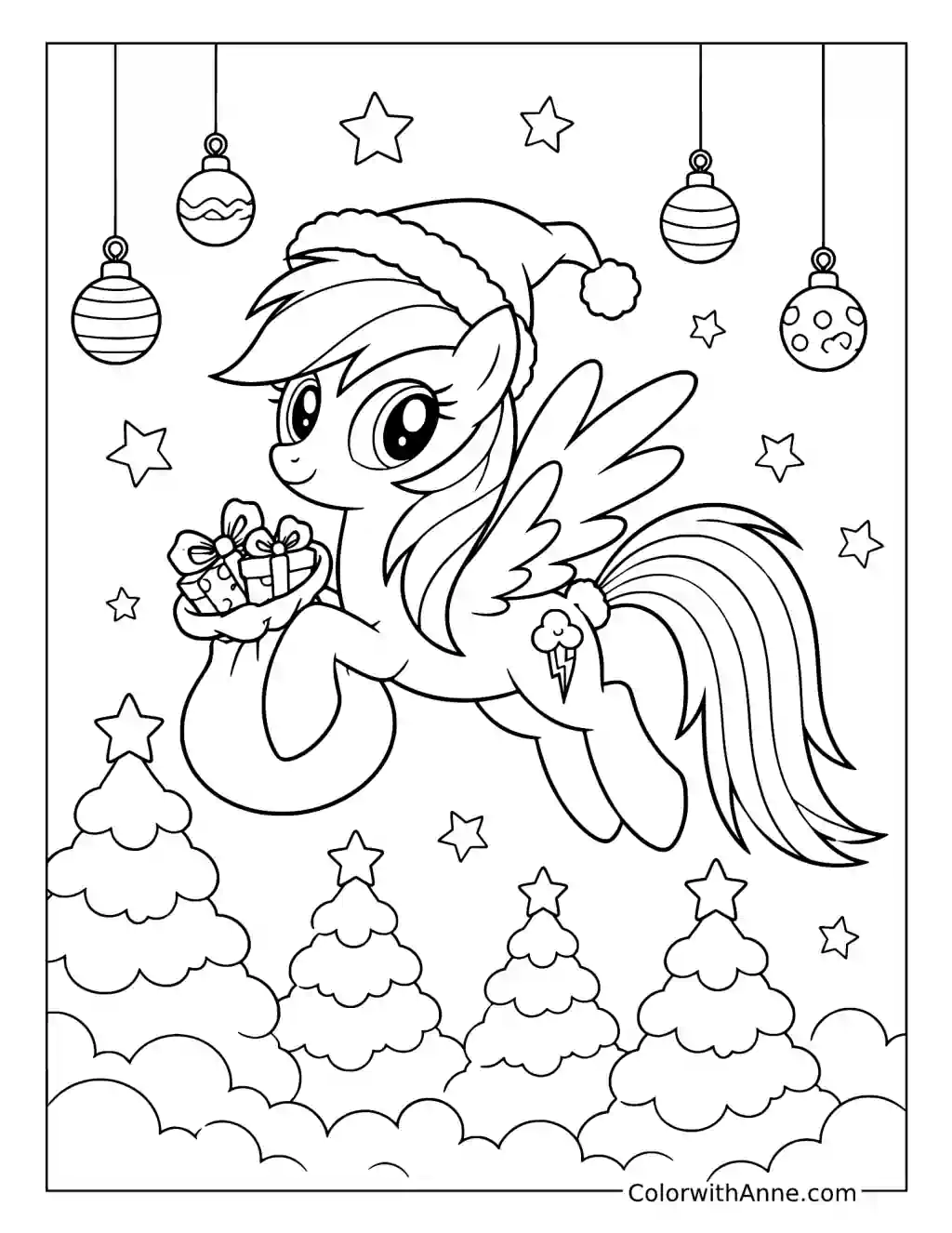 Rainbow Dash Christmas Celebration coloring page