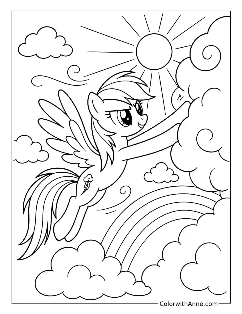 Rainbow Dash Clearing the Sky coloring page