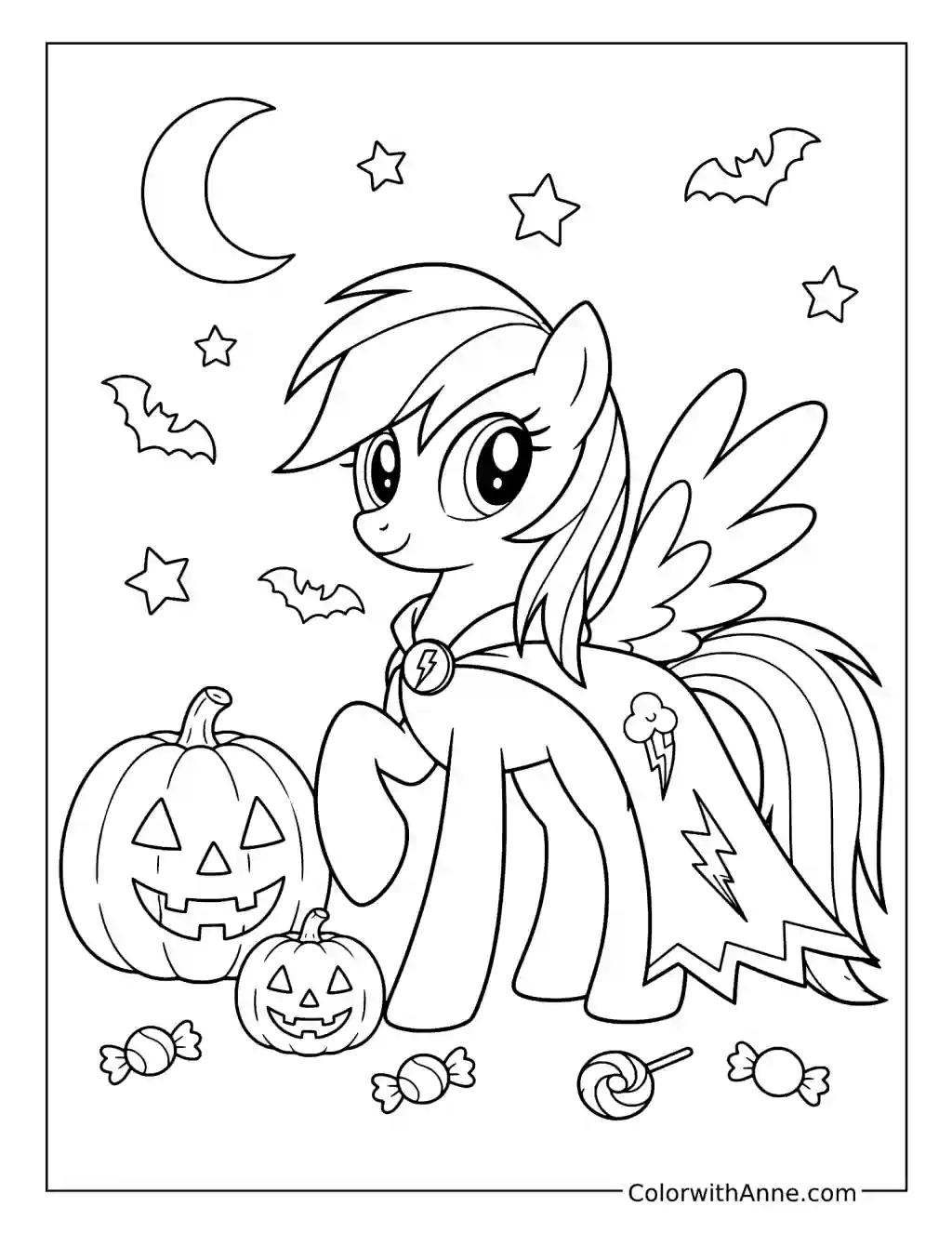 Rainbow Dash Halloween Adventure coloring page