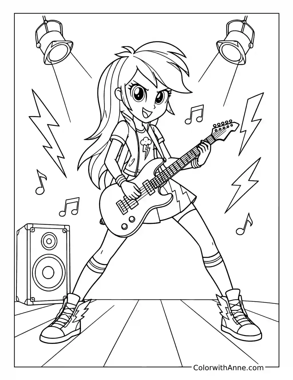 Rainbow Dash Rocking the Guitar coloring page