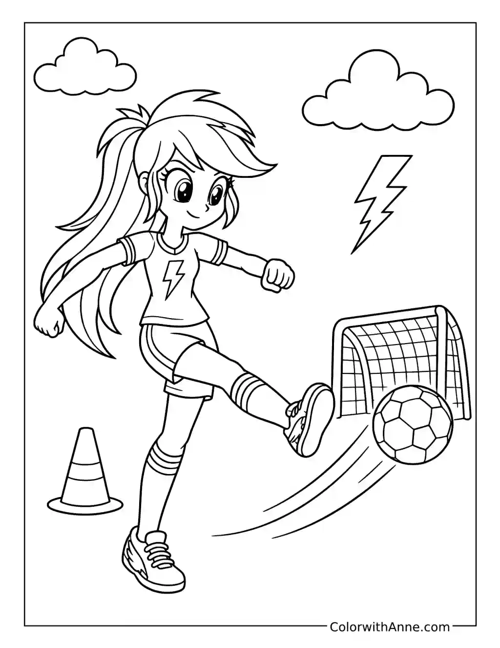 Rainbow Dash Soccer Kick coloring page