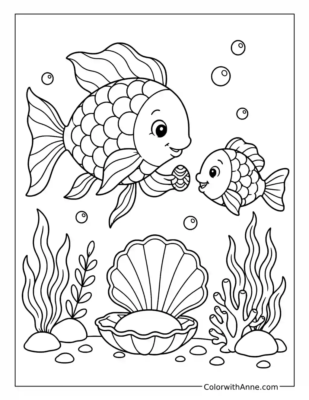 Rainbow Fish and Little Blue Fish coloring page
