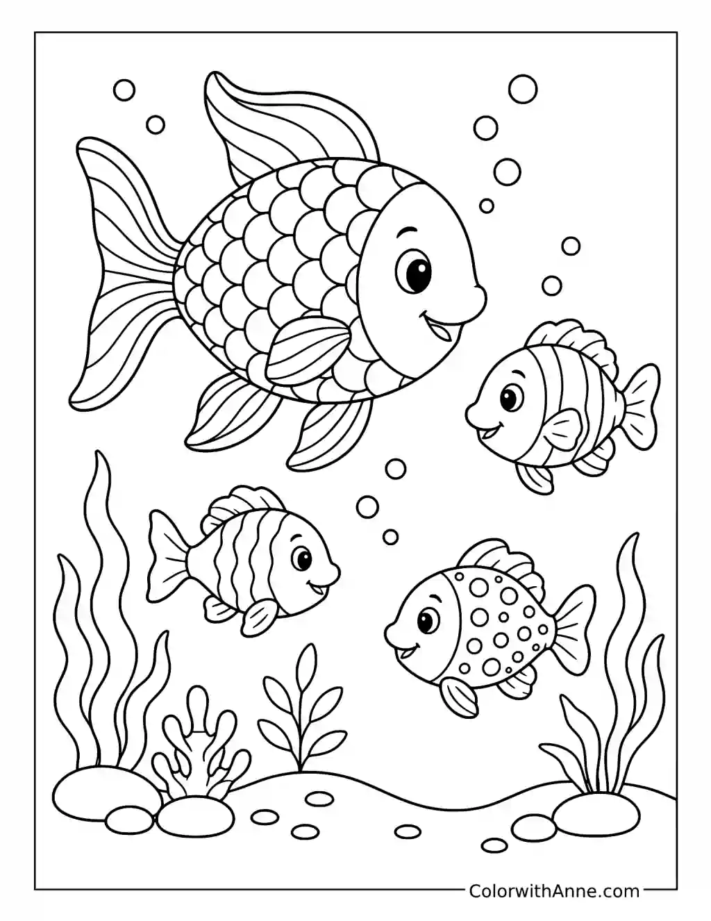 Rainbow Fish and Ocean Friends coloring page