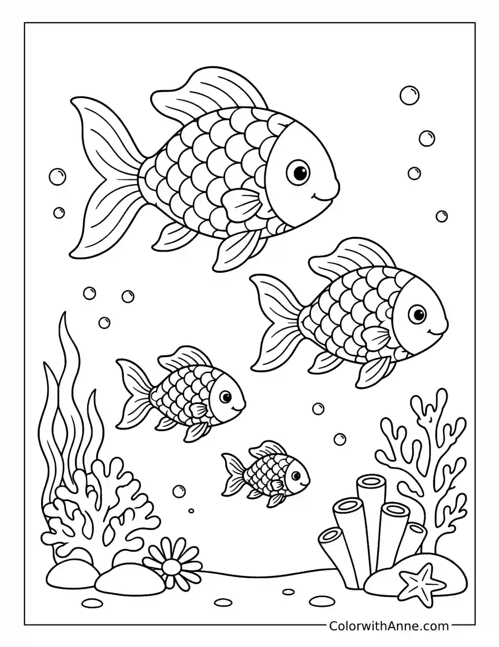 Rainbow Fish Family Adventure coloring page