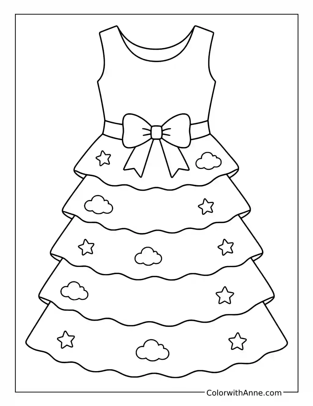 Rainbow Ruffle Dress coloring page