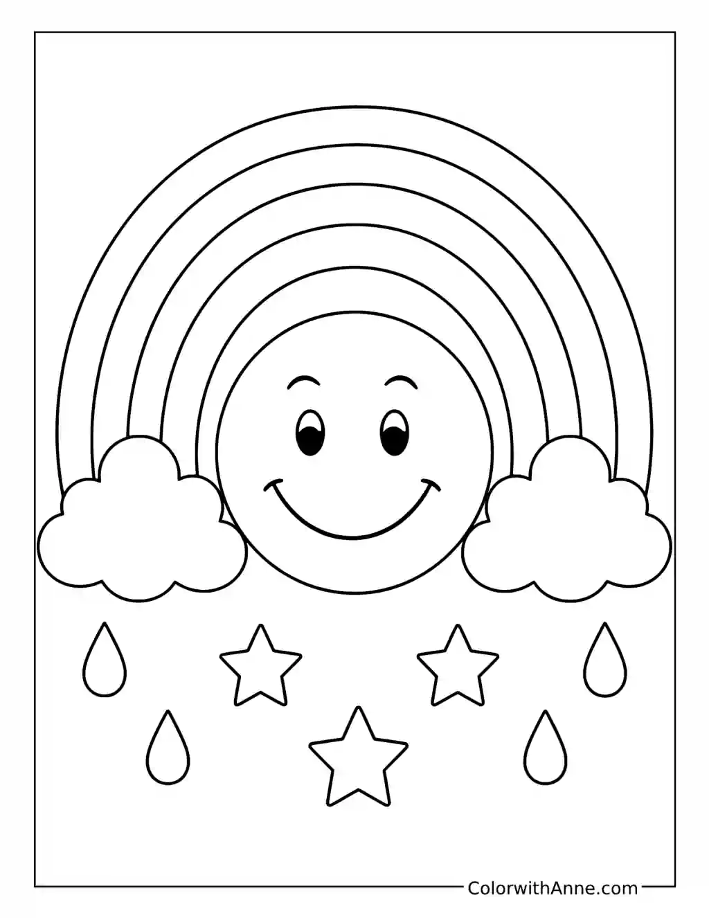 Rainbow Smiley Face coloring page