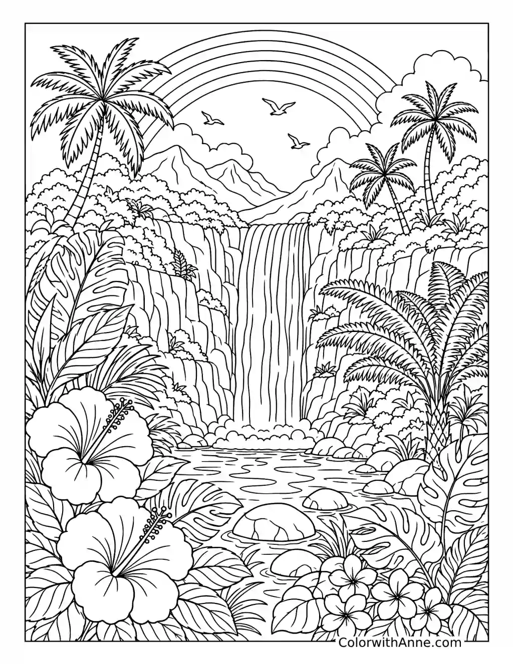 Rainbow Waterfall coloring page